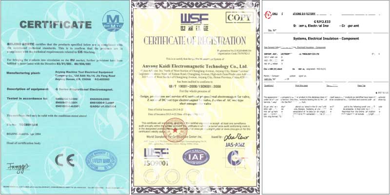 hydraulic solenoids certifications